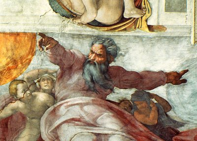 Techo de la Capilla Sixtina: Creación del Sol y la Luna, 1508-12 (detalle) de Michelangelo Buonarroti